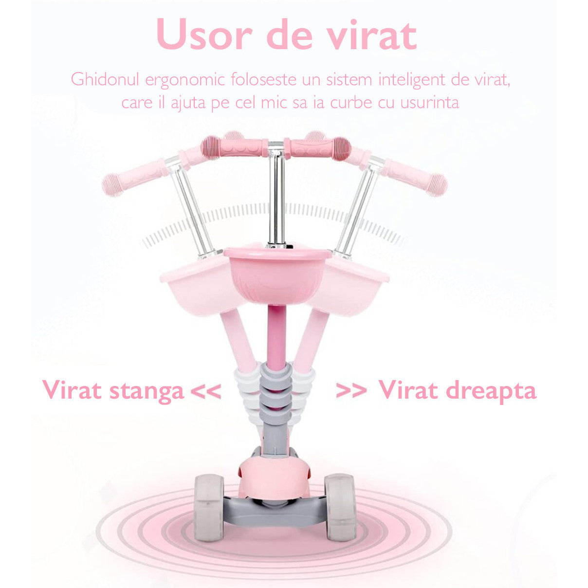 Trotineta copii 3 in 1 KidProtect Ultra Safe, Roz Trotineta copii 3 in 1 KidProtect Ultra Safe, Roz